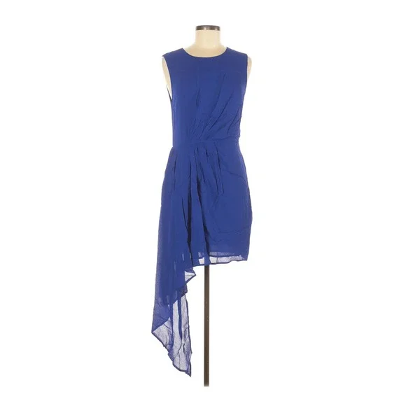 cobalt blue bardot dress John Charles 66318 Cobalt Bardot Faux Wrap A Line Dress With Pockets!   Rouge Boutique Inverness